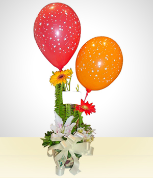 Arreglo Feliz Cumpleaños: Flores con Globos | Arreglos Florales | Medellín