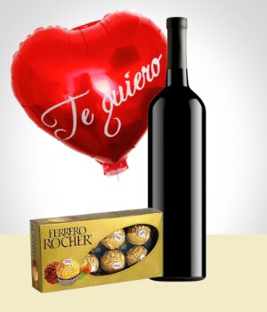 Flores a Colombia Combo Terciopelo: Chocolates + Vino + Globo