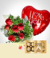 Da del Amigo - Sorpresa de Amor: Bouquet, Chocolates y Globo